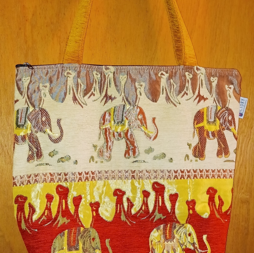 BOHO Embroidered Elephant Corduroy Gorgeous Tote Bag Nakkash made in turkey